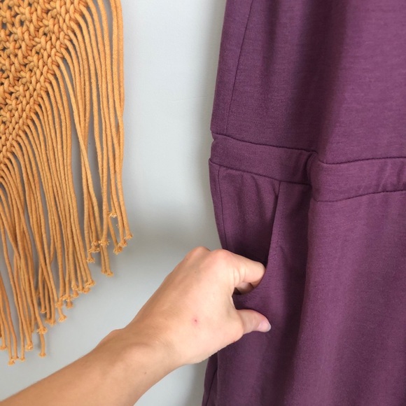 Sleeveless 1/4 Zip Pocket Drawstring Waist Romper Purple - Picture 3 of 7